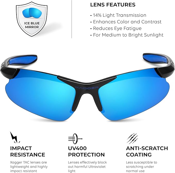 Xagger Kids Youth Polarized Sports Sunglasses for Boys Girls Baseball Softball Glasses TR90 Frame