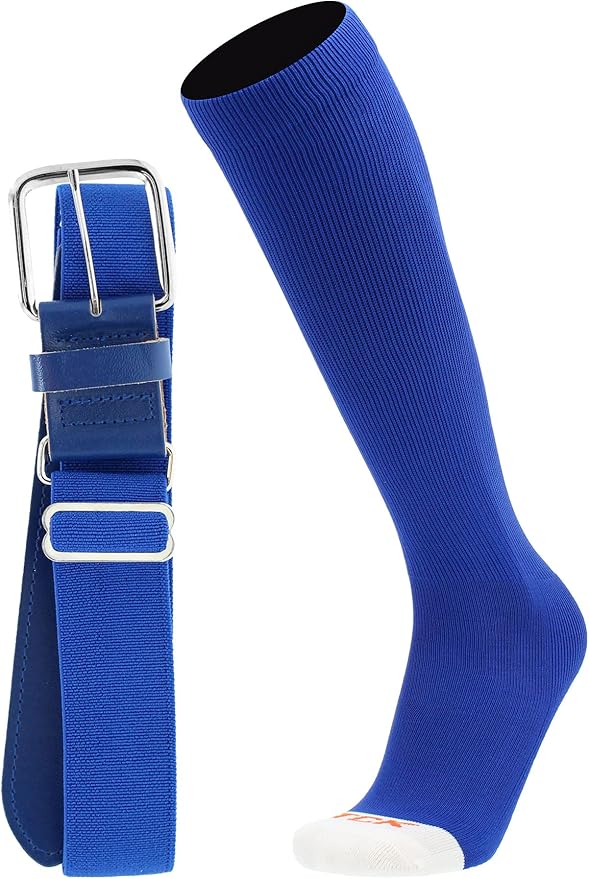 MadSportsStuff Softball or Baseball Socks and Belt Combo - Youth and Adult Sizes Boys and Girls Men and Women