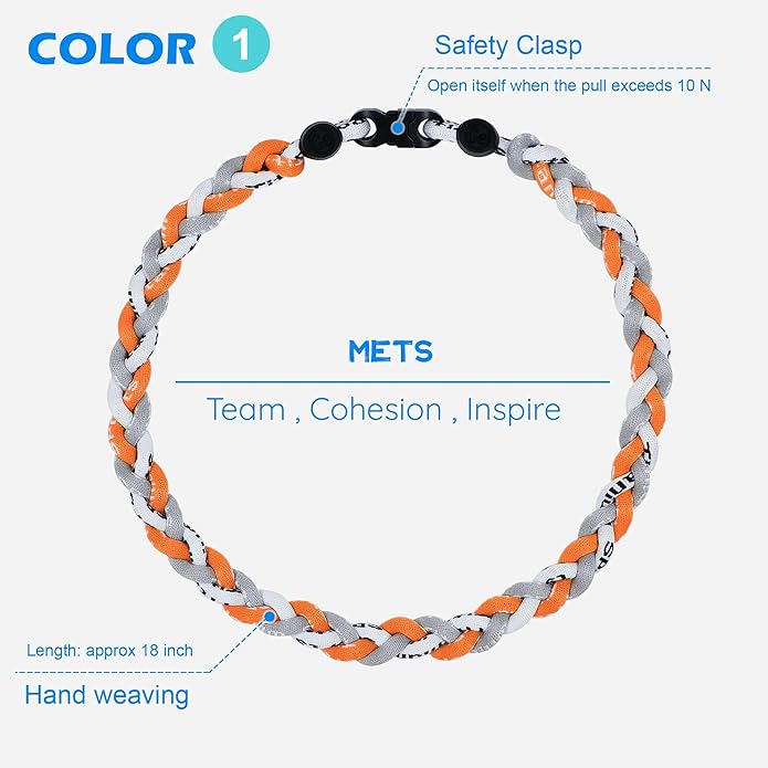 3 pcs Baseball Rope Necklaces, League Team Colors Braided Necklace, Baseball Team Gifts