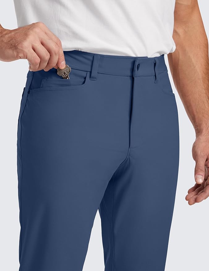 CRZ YOGA All Day Comfy 5-Pocket Golf Pants for Men - 28"/30"/32"/34" Quick Dry Lightweight Casual Work Stretch Trousers
