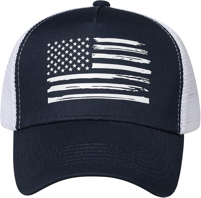 Baseball Cap, American Flag Trucker Hat for Men Women, Breathable Adjustable Fit Outdoor Mesh Snapback Hats