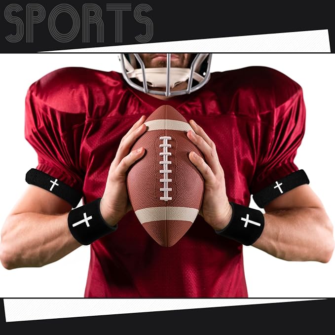 Soulchen 4 pcs Cross Bicep Bands Wrist Bands Christian Arm Sweat Wristbands Absorbent Armband for Men Women Football Baseball Players Sports Activities Supplies