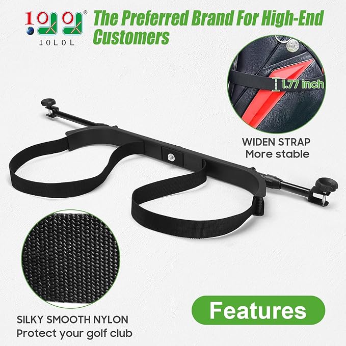 10L0L Upgraded Golf Cart Bag Holder Bracket for Most 2+2 Golf Cart Rear Seat with 1 Inch Square Tube,No Drilling Attachment Adjustable for Yamaha, EZGO and Club Car