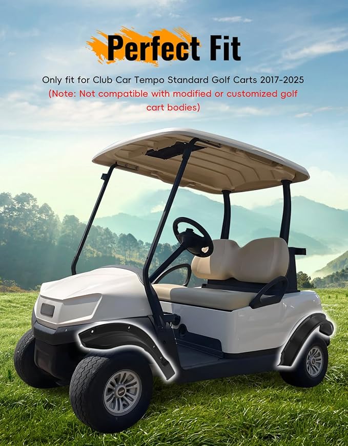 Golf Cart Front & Rear Fender Flares for Club Car Tempo 2017-2025, 10PCS Combined Mud Guards Mud Flaps Only for Club Car Tempo Standard and Unmodified Golf Carts Body 2017-2025 Accessories