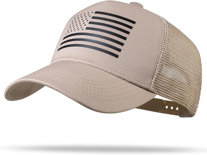 American Flag Trucker Hat - Snapback Hat, Baseball Cap for Men Women - Breathable Mesh Side, Adjustable Fit - for Casual Wear