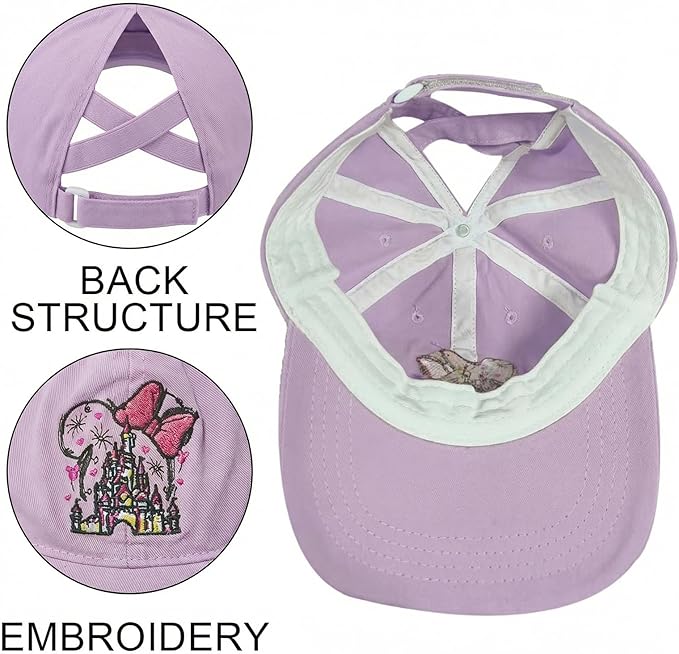 Baseball Caps for Girls Kids Cute Graphic Ponytail Hat Trucker Fashion Acid wash Hats Fun Adjustable Criss Cross Cap