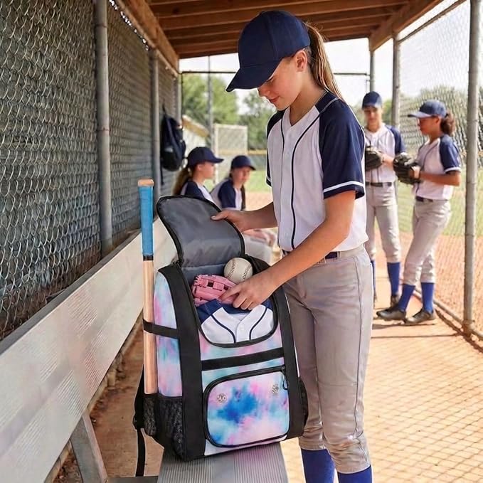 MATEIN Softball Bag, Lightweight Baseball Backpack with Shoe Compartment, Baseball Bag with Fence Hook for TBall Bat & Equipment, Softball Gifts Catchers Backpack for Women Fit Catcher’s Mitt, Helmet