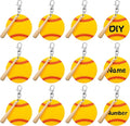 Cunno 36 Pcs Basketball Baseball Softball Tennis Acrylic Keychain Blank Kit 12 Acrylic Keyring 12 Swivel Snap Hook Keychain(Yellow Baseball, 3 Inch)