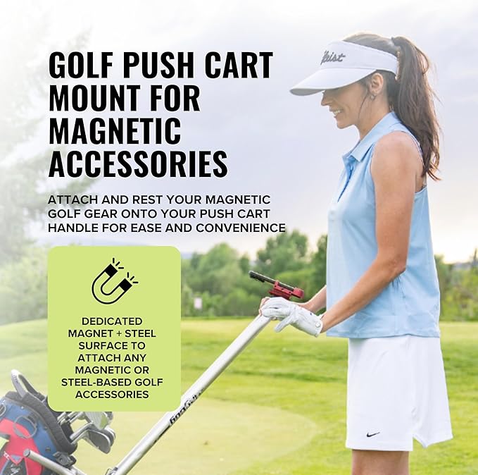 Stripebird - 2.0 Golf Push Cart Mount for Magnetic Accessories (red) - Push Cart Strap for Quick and Easy Access of Golf Gear - Cell Phone Holder for Golf Cart - Phone Holder for Golf Cart
