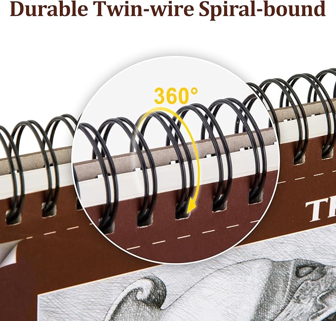 TKOOFN 5.5" x 8.5" Sketch Book, 300 Sheet Top Spiral Bound Premium Sketchbook - Image 4
