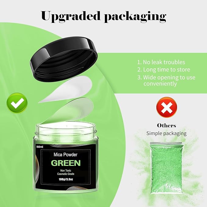Green Mica Powder Pigment -Cosmetic Grade Metallic Mica Powder - Image 3