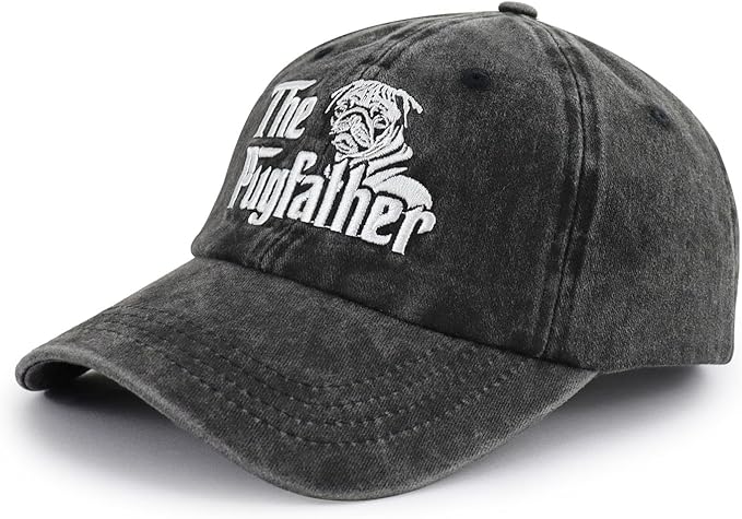 The Rodfather Pugfather Dogfather Grilfather Hats for Men, Adjustable Embroidered Dad Baseball Cap