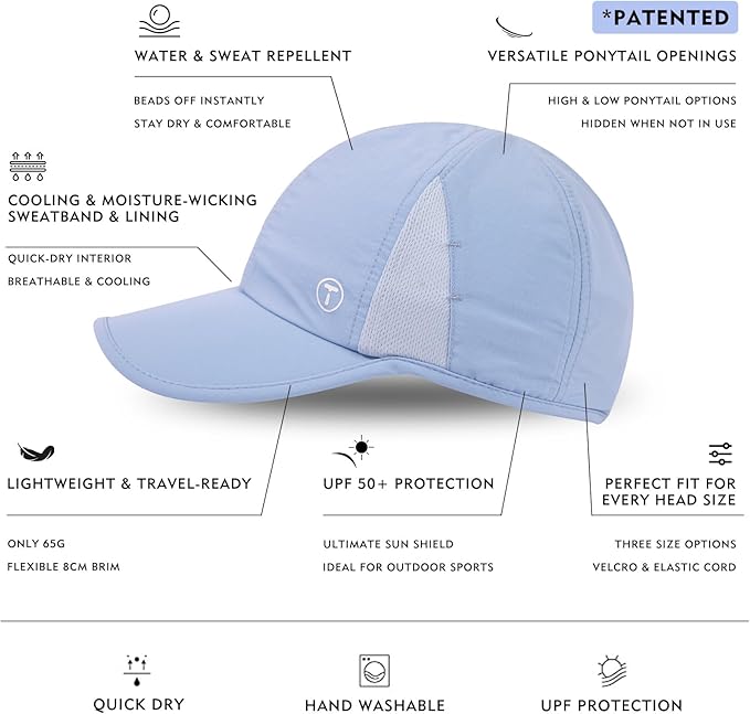 TOP-EX Cooling UV 50 High Ponytail Baseball Cap for Women - Most Women Start with S/M - Breathable for Running Golf Sports