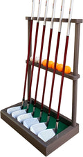 Golf Club Holder Stand, Wooden Golf Putter Stand Floor Display Rack, Golf Club Organizer Hold up to 6 Clubs and Ball Storage, Putter Rack for Indoor Club Simulator or Office