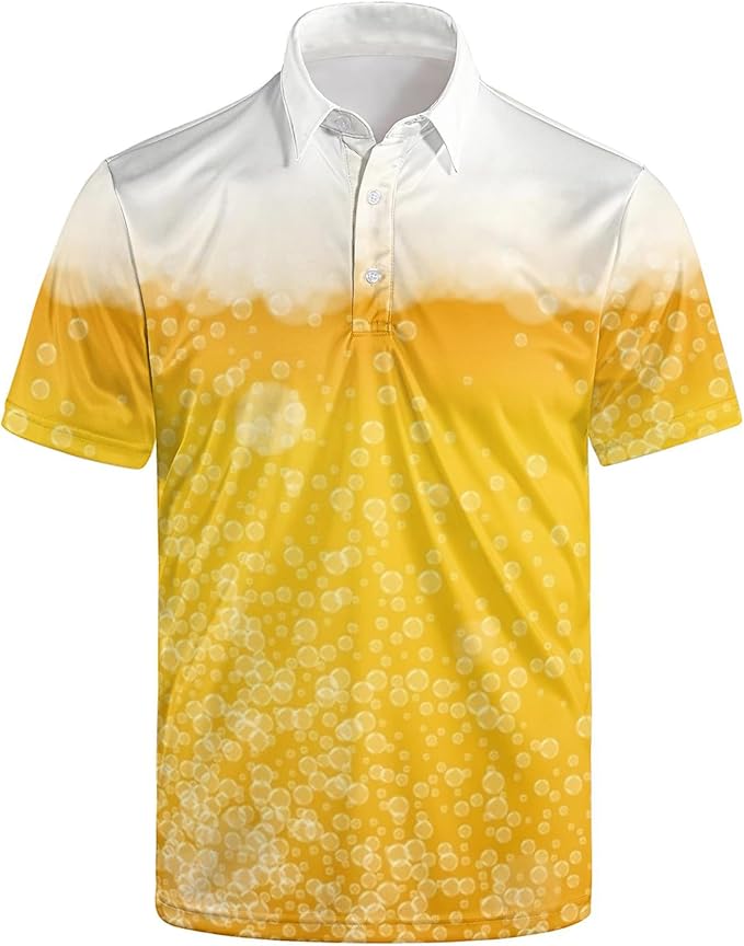 Golf Polo Shirts for Men Funny Print Short Sleeve Golf Shirts Performance Golf Polos
