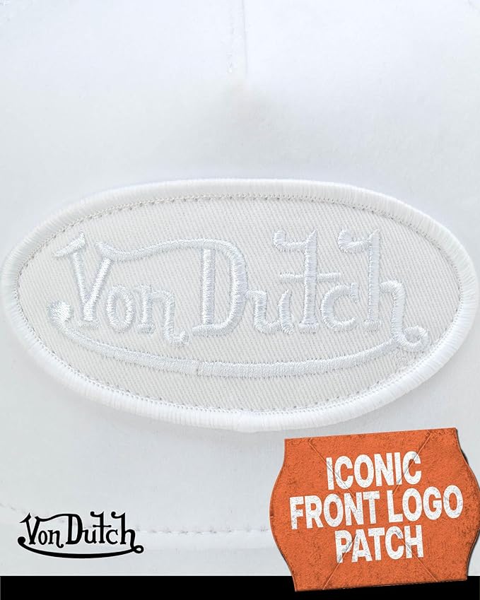 Von Dutch Unisex Trucker Hat - Velvet Curved Bill Mesh Back Retro Classic Adjustable Snapback Baseball Cap for Men and Women