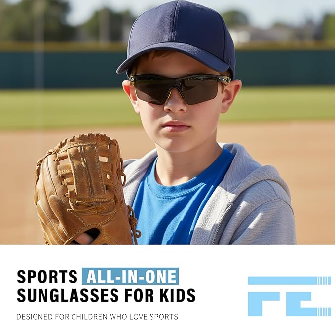 FEISEDY Kids Teens Baseball Polarized Sunglasses Sports TR90 Frame Boys Girls Cycling B2454