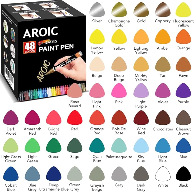 AROIC 48 Pack Oil-Based Paint Markers Medium Tip - Image 2