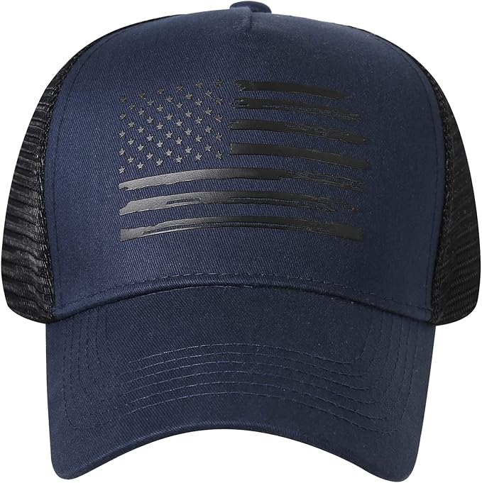 Baseball Cap, American Flag Trucker Hat for Men Women, Breathable Adjustable Fit Outdoor Mesh Snapback Hats
