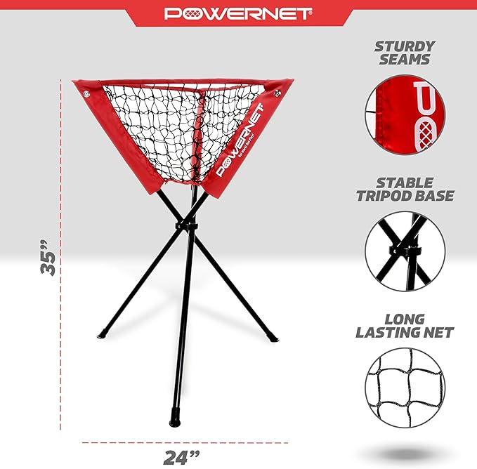 PowerNet Baseball Softball Portable Ball Caddy, Holds Bucket of Baseballs, Softballs, Tennis Balls, Use During Batting Practice Training and Drills