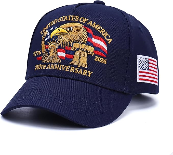 250th Anniversary Patriotic Baseball Cap (1776-2026) Embroidered USA Hat, Adjustable Unisex Bicentennial Gift