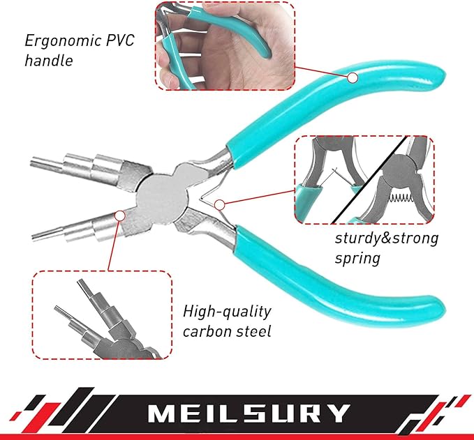 3-Piece jewelry pliers set includes a 6-in-1 bail making looping pliers - Image 2