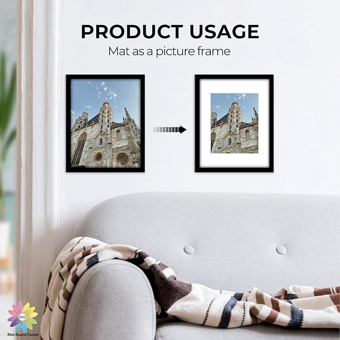 Mat Board Center, 11x14 for 8x10 White Picture Mat Sets - Image 6