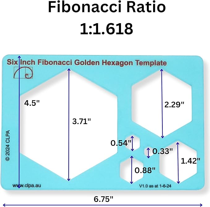 Hexagon Stencil Template for Drawing and Drafting: A Fibonacci-Inspired Hexagon - Image 3