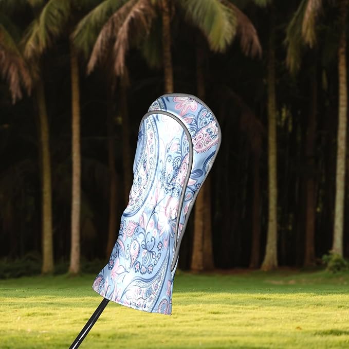Golf Headcovers Fits Driver Hybrid Fairway 3/5 Wood, Waterproof PU Leather Golf Club Protector, Ideal Sports Accessories & Golfer Gift Colorful Geometry