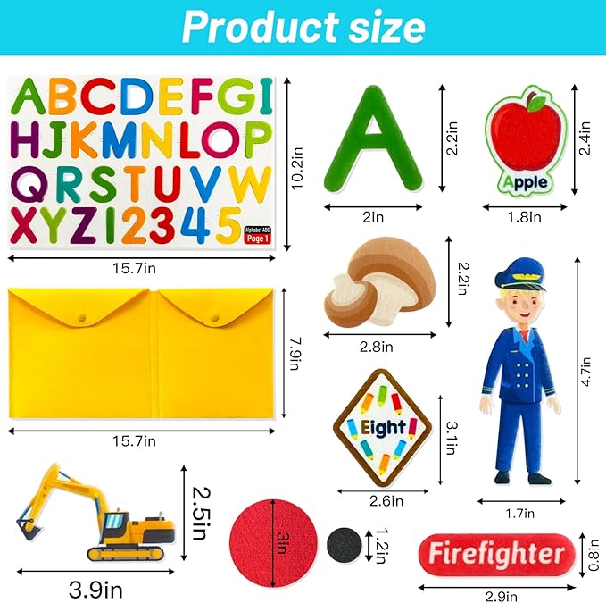 PENGFULL 5 Felt Learning Pieces Set, Alphabet Letters Fruits and Vegetables - Image 4