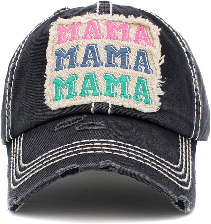 Funky Junque Distressed Vintage Baseball Cap - Embroidered Patch Women's Hat - Holiday, Lifestyle & Patriotic Designs