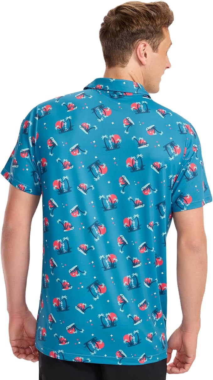Tipsy Elves Men's Performance Golf Shirt - 4-Way Stretch, Quick Dry, Athletic Cut - Golf Polo