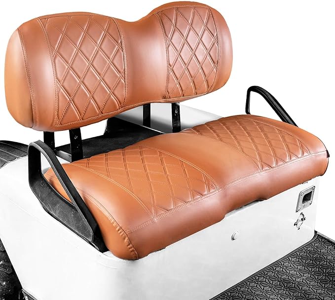 NOKINS Golf Cart Seat Covers Fit EZGO TXT RXV Freedom Liberty Express Premium Front Seat Cushion, Golf Cart Accessories Replacement Premium Front Seat Covers, No Stapler (All Brown)