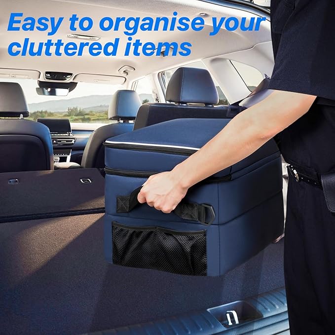 Golf Trunk Organizer, 3 Layer Golf Accessories for Men, 2 Pair Shoes Separate Ventilated Compartment Golf Organizer for Car, Balls, Clothes, Gloves, Accessories Golf Gifts (Add shoulder straps)