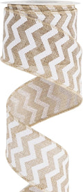 MEEDEE Burlap Ribbon with White Chevron Pattern by MEEDEE