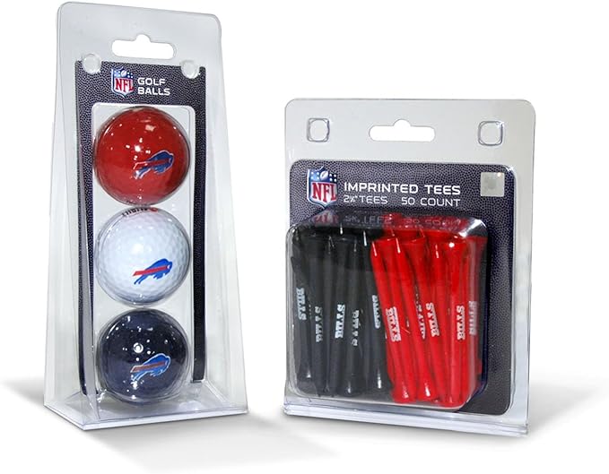 Team Golf NFL Kansas City Chiefs 3 Golf Balls and 50 Golf Tees Logo Imprinted Golf Balls (3 Count) & 2-3/4" Regulation Golf Tees (50 Count), Multi Colored
