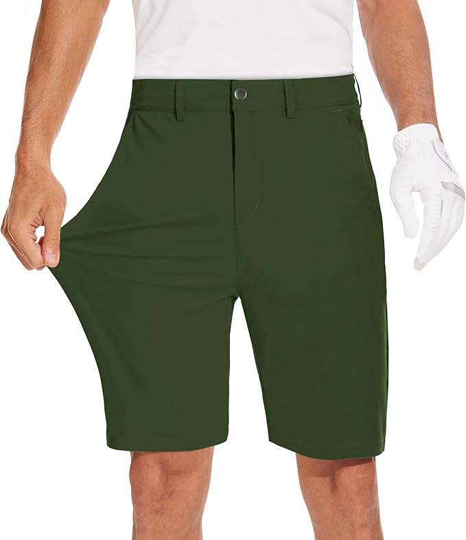 JWM Mens 7"/9" Stretch Golf Shorts - Lightweight Hybrid Casual Dress Work Flat Front Shorts with 5 Pockets Quick Dry UPF50