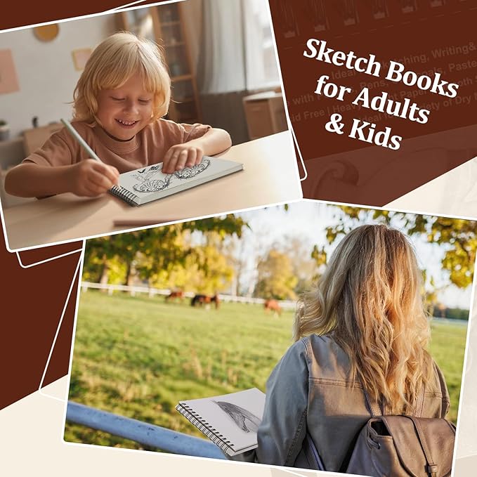 TKOOFN 5.5" x 8.5" Sketch Book, 300 Sheet Top Spiral Bound Premium Sketchbook - Image 7