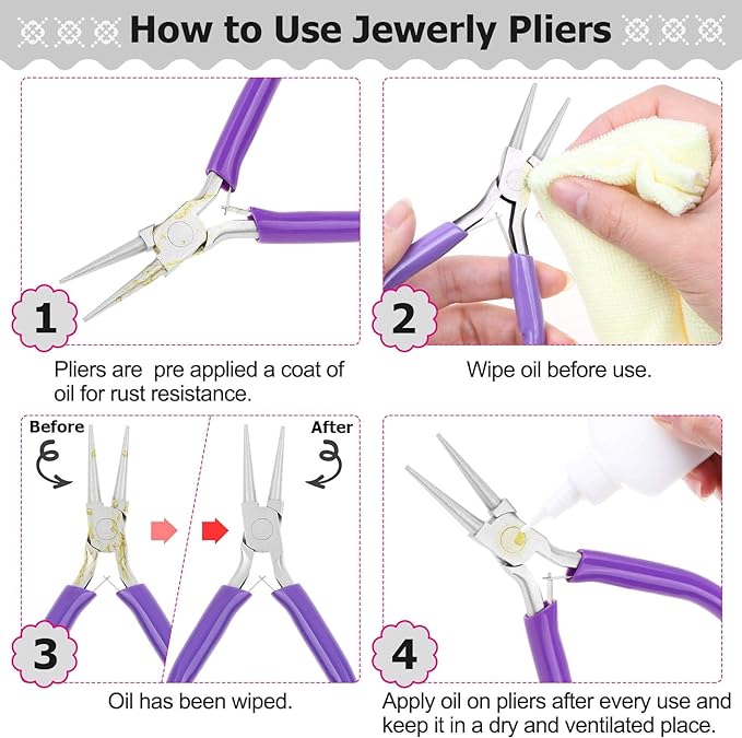 anezus 7 Pcs Jewelry Pliers and Jewelry Beading Wire Tools Set Includes Needle - Image 3