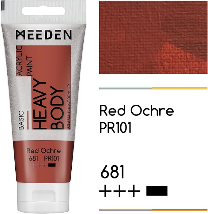 MEEDEN Acrylic Paint Red Ochre: Bundled - 100ml/3.38oz x 2 Bulk Heavy Body - Image 2