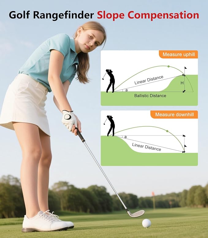 Golf Rangefinder with Slope, 1000 Yards Range Finder Golf, 6X Magnification, Flag Locking Vibration, Rechargeable Laser Range Finder