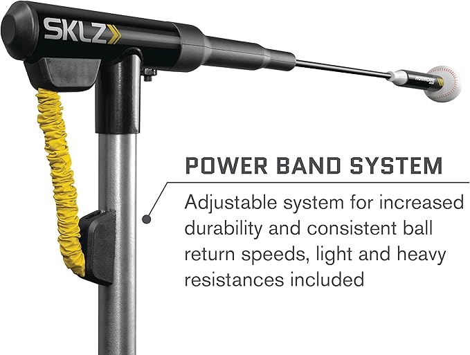 SKLZ Hurricane Baseball and Softball Swing Trainer, Adjustable Power Band System with Anti-Dent Ball Head, Height 23 to 38 Inches, Solo Hitting Practice for Youth Ages 14 and Under