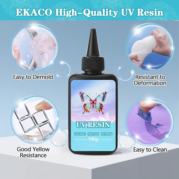 EKACO UV Resin, 400g UV Epoxy Resin Type Fast Curing Premixed Low Odor Super - Image 3