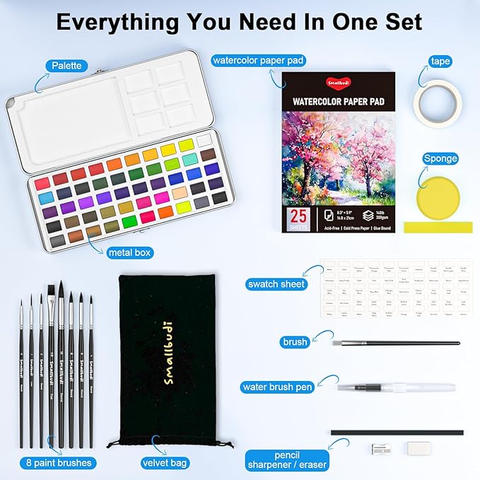 Watercolor Paint Set 50 Colors Including Metallic, Watercolor Kit - Image 2