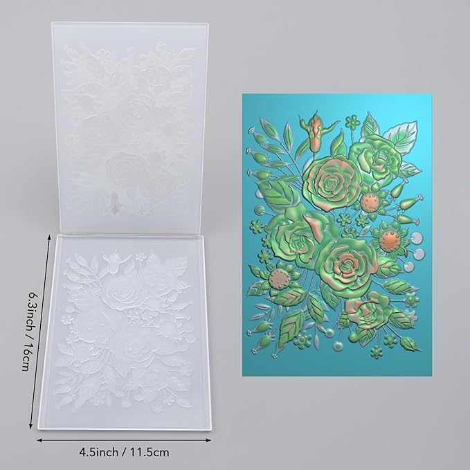 BAOFALI 3D Embossing Folder for Card Making, Rose Garden Clear Plastic Texture - Image 2