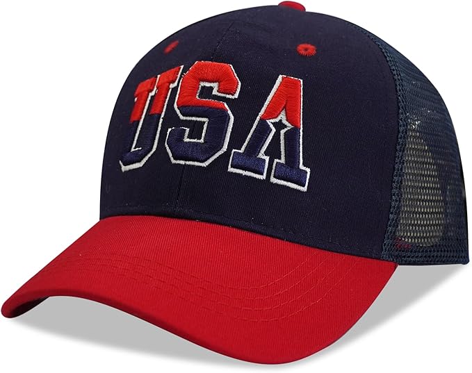American Flag Patriotic Baseball Cap | Embroidered USA Flag 100% Cotton Adjustable Hat for Men & Women