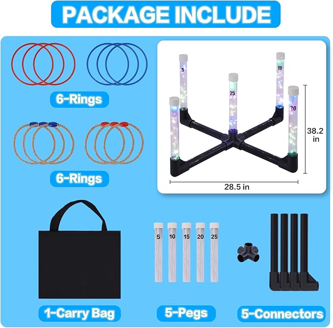 Outdoor Games Ring Toss Games Glow in Dark, Yard Games - Image 5