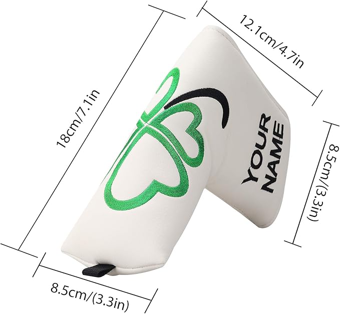 Craftsman Golf Green Lucky Clover Driver Wood Hybrid Headcover Blade Mallet Putter Cover for Scotty Cameron Taylormade Odyssey Also for Custom Version with Your Name Stitched