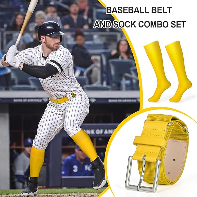 XZQTIVE Baseball Softball Socks and Baseball Softball Belt Combo Set Knee-High Soccer Socks for Kids Youth Adult