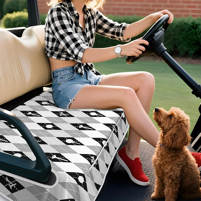 Golf Cart Seat Covers Club Car Golf Cart Accessories 4 Pockets Golf Carts Seat Towel Blanket for Men Women Golf Cart Decor